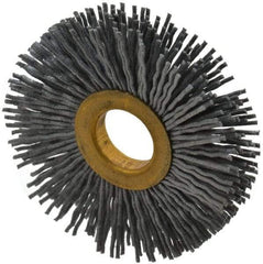 Osborn - 2-1/2" OD, 5/8" Arbor Hole, Crimped Nylon Wheel Brush - 3/8" Face Width, 11/16" Trim Length, 15,000 RPM - Apex Tool & Supply