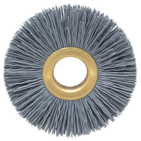 Osborn - 2-1/2" OD, 5/8" Arbor Hole, Crimped Nylon Wheel Brush - 3/8" Face Width, 11/16" Trim Length, 15,000 RPM - Apex Tool & Supply