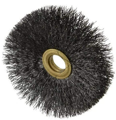 Osborn - 3" OD, 1/2" Arbor Hole, Crimped Steel Wheel Brush - 1/4" Face Width, 1" Trim Length, 0.008" Filament Diam, 20,000 RPM - Apex Tool & Supply