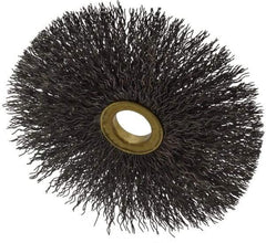 Osborn - 4" OD, 5/8" Arbor Hole, Crimped Steel Wheel Brush - 3/16" Face Width, 1-1/2" Trim Length, 0.014" Filament Diam, 15,000 RPM - Apex Tool & Supply