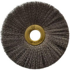 Osborn - 3" OD, 1/2" Arbor Hole, Crimped Stainless Steel Wheel Brush - 1/4" Face Width, 1" Trim Length, 0.005" Filament Diam, 20,000 RPM - Apex Tool & Supply