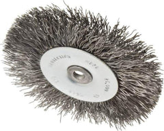 Osborn - 3" OD, 1/4" Shank Diam, Crimped Steel Wheel Brush - 7/16" Face Width, 3/4" Trim Length, 0.014" Filament Diam, 25,000 RPM - Apex Tool & Supply