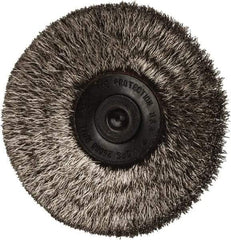 Osborn - 2-1/2" OD, 1/4" Shank Diam, Crimped Stainless Steel Wheel Brush - 7/16" Face Width, 11/16" Trim Length, 0.006" Filament Diam, 20,000 RPM - Apex Tool & Supply