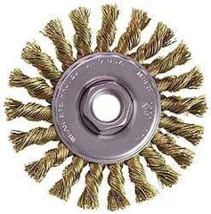 Osborn - 4" OD, M14x2.00 Arbor Hole, Knotted Steel Wheel Brush - 3/8" Face Width, 7/8" Trim Length, 0.014" Filament Diam, 20,000 RPM - Apex Tool & Supply