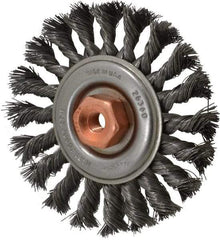 Osborn - 4" OD, 3/8-24 Arbor Hole, Knotted Steel Wheel Brush - 3/8" Face Width, 7/8" Trim Length, 0.014" Filament Diam, 20,000 RPM - Apex Tool & Supply