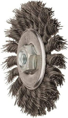 Osborn - 4" OD, M10x1.50 Arbor Hole, Knotted Stainless Steel Wheel Brush - 3/8" Face Width, 7/8" Trim Length, 0.02" Filament Diam, 20,000 RPM - Apex Tool & Supply