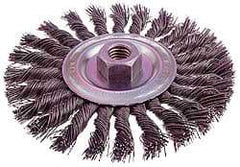 Osborn - 4" OD, M14x2.00 Arbor Hole, Knotted Steel Wheel Brush - 1/4" Face Width, 7/8" Trim Length, 0.02" Filament Diam, 20,000 RPM - Apex Tool & Supply