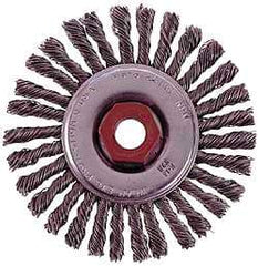 Osborn - 4" OD, 3/8-24 Arbor Hole, Knotted Stainless Steel Wheel Brush - 1/4" Face Width, 7/8" Trim Length, 0.02" Filament Diam, 20,000 RPM - Apex Tool & Supply