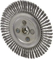 Osborn - 6-1/2" OD, 5/8-11 Arbor Hole, Knotted Steel Wheel Brush - 3/16" Face Width, 1-1/4" Trim Length, 0.02" Filament Diam, 12,000 RPM - Apex Tool & Supply