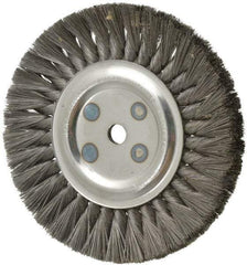Osborn - 8" OD, 5/8" Arbor Hole, Knotted Steel Wheel Brush - 5/8" Face Width, 1-11/16" Trim Length, 0.0118" Filament Diam, 8,500 RPM - Apex Tool & Supply