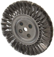 Osborn - 8" OD, 5/8" Arbor Hole, Knotted Steel Wheel Brush - 5/8" Face Width, 1-11/16" Trim Length, 0.014" Filament Diam, 8,500 RPM - Apex Tool & Supply