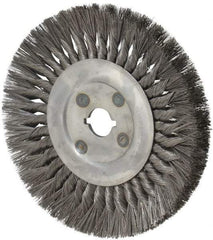 Osborn - 10" OD, 1-1/4" Arbor Hole, Knotted Steel Wheel Brush - 5/8" Face Width, 2-1/4" Trim Length, 0.014" Filament Diam, 4,500 RPM - Apex Tool & Supply