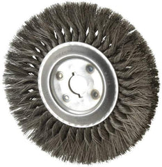 Osborn - 10" OD, 1-1/4" Arbor Hole, Knotted Steel Wheel Brush - 5/8" Face Width, 2-1/4" Trim Length, 0.016" Filament Diam, 4,500 RPM - Apex Tool & Supply