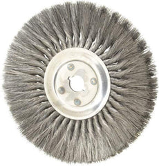 Osborn - 12" OD, 1-1/4" Arbor Hole, Knotted Steel Wheel Brush - 5/8" Face Width, 3-1/4" Trim Length, 0.014" Filament Diam, 4,500 RPM - Apex Tool & Supply