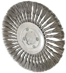 Osborn - 12" OD, 2" Arbor Hole, Knotted Steel Wheel Brush - 5/8" Face Width, 3-1/4" Trim Length, 0.016" Filament Diam, 4,500 RPM - Apex Tool & Supply