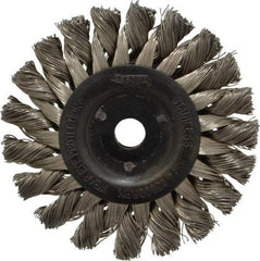 Osborn - 3" OD, 3/8" Arbor Hole, Knotted Stainless Steel Wheel Brush - 3/8" Face Width, 5/8" Trim Length, 0.014" Filament Diam, 25,000 RPM - Apex Tool & Supply