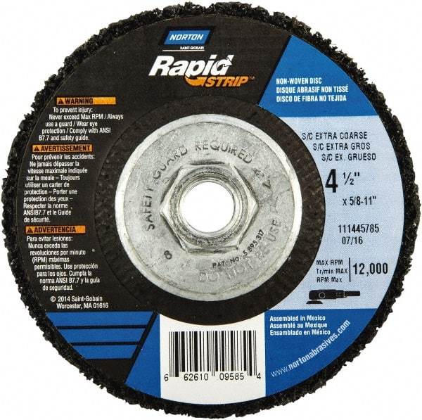 Norton - 4-1/2" Wheel Diam, 1/2" Wheel Thickness, Type 27 Depressed Center Wheel - Silicon Carbide, 12,000 Max RPM, Compatible with Angle Grinder, Drill, Flexible Shaft Motor & Straight Shaft Grinder - Apex Tool & Supply