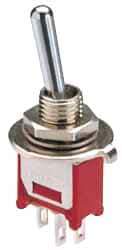 GC/Waldom - DPDT Miniature On-On Toggle Switch - Printed Circuit Terminal, Flat Lever Actuator, 125 VAC at 5 A & 250 VAC at 2 A - Apex Tool & Supply