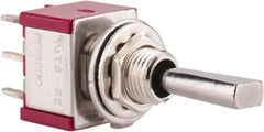 GC/Waldom - DPDT Miniature On-Off-On Toggle Switch - Printed Circuit Terminal, Flat Lever Actuator, 125 VAC at 5 A & 250 VAC at 2 A - Apex Tool & Supply