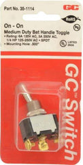GC/Waldom - SPDT Medium Duty On-On Toggle Switch - Screw Terminal, Bat Handle Actuator, 1/4 hp at 125/250 VAC hp, 125 VAC at 6 A & 250 VAC at 3 A - Apex Tool & Supply