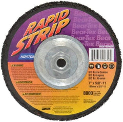 Norton - 7" Wheel Diam, 1/2" Wheel Thickness, Type 27 Depressed Center Wheel - Silicon Carbide, 8,000 Max RPM, Compatible with Angle Grinder, Drill, Flexible Shaft Motor & Straight Shaft Grinder - Apex Tool & Supply