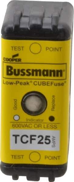 Cooper Bussmann - 300 VDC, 600 VAC, 25 Amp, Time Delay General Purpose Fuse - Plug-in Mount, 1-7/8" OAL, 100 at DC, 200 (CSA RMS), 300 (UL RMS) kA Rating - Apex Tool & Supply