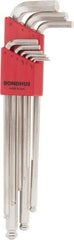 Bondhus - 9 Piece L-Key Ball End Hex Key Set - Hex Range 1.5 to 10mm, 11" OAL, Protanium High Torque Steel - Apex Tool & Supply