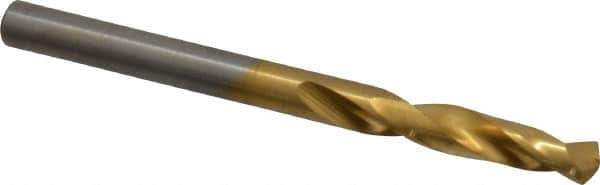 Chicago-Latrobe - 11/64" 135° Spiral Flute High Speed Steel Screw Machine Drill Bit - TiN Finish, Right Hand Cut, 1-1/16" Flute Length, 2-1/8" OAL, Split Point, Straight Shank - Apex Tool & Supply