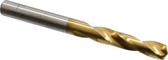 Chicago-Latrobe - 7/32" 135° Spiral Flute High Speed Steel Screw Machine Drill Bit - TiN Finish, Right Hand Cut, 1-1/4" Flute Length, 2-3/8" OAL, Split Point, Straight Shank - Apex Tool & Supply