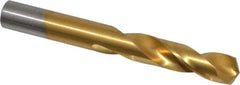Chicago-Latrobe - 0.404" 135° Spiral Flute High Speed Steel Screw Machine Drill Bit - TiN Finish, Right Hand Cut, 1-15/16" Flute Length, 3-5/16" OAL, Split Point, Straight Shank - Apex Tool & Supply