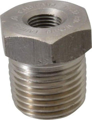 Merit Brass - 1/2 x 1/8" Grade 316/316L Stainless Steel Pipe Hex Bushing - MNPT x FNPT End Connections, 3,000 psi - Apex Tool & Supply
