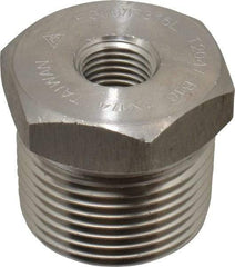 Merit Brass - 1 x 1/4" Grade 316/316L Stainless Steel Pipe Hex Bushing - MNPT x FNPT End Connections, 3,000 psi - Apex Tool & Supply