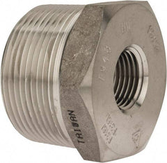 Merit Brass - 1-1/2 x 1/2" Grade 316/316L Stainless Steel Pipe Hex Bushing - MNPT x FNPT End Connections, 3,000 psi - Apex Tool & Supply
