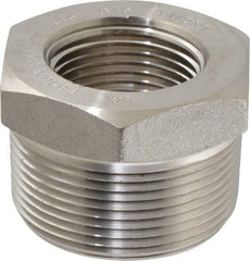 Merit Brass - 1-1/2 x 1" Grade 316/316L Stainless Steel Pipe Hex Bushing - MNPT x FNPT End Connections, 3,000 psi - Apex Tool & Supply