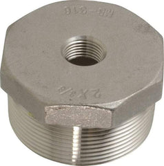 Merit Brass - 2 x 3/8" Grade 316 Stainless Steel Pipe Hex Bushing - MNPT x FNPT End Connections, 150 psi - Apex Tool & Supply