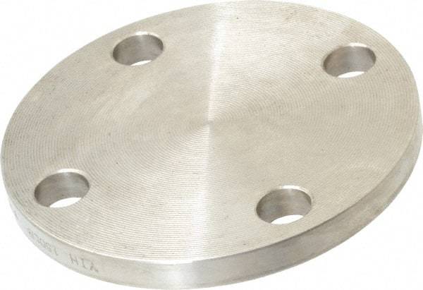 Merit Brass - 1-1/2" Pipe, 5" OD, Stainless Steel, Blind Pipe Flange - 3-7/8" Across Bolt Hole Centers, 5/8" Bolt Hole, 150 psi, Grade 316 - Apex Tool & Supply