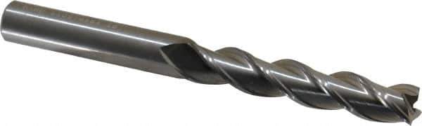 Kennametal - 1/2", 2-1/2" LOC, 1/2" Shank Diam, 5" OAL, 3 Flute, Solid Carbide Square End Mill - Single End, Uncoated, Spiral Flute, 37° Helix, Centercutting, Right Hand Cut, Right Hand Flute, Series AADE - Apex Tool & Supply
