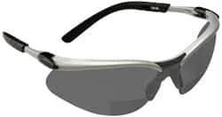 3M - +2.5, Gray Lenses, Scratch Resistant, Framed Magnifying Safety Glasses - UV Protection, Adjustable Temples, Silver/Black Plastic Frame, ANSI Z87.1-2003 - Apex Tool & Supply