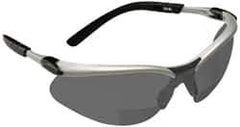 3M - +2.5, Gray Lenses, Scratch Resistant, Framed Magnifying Safety Glasses - UV Protection, Adjustable Temples, Silver/Black Plastic Frame, ANSI Z87.1-2003 - Apex Tool & Supply
