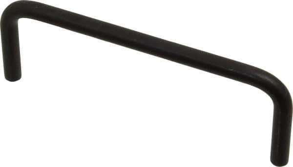 Amatom Electronic Hardware - 4-1/4" Long x 1-1/2" High, Round Handle - Black Anodized, Aluminum, 4" Center to Center - Apex Tool & Supply