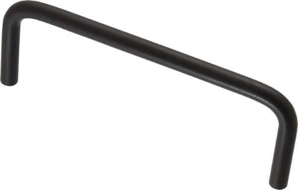 Amatom Electronic Hardware - 4-1/4" Long x 1-1/2" High, Round Handle - Black Anodized, Aluminum, 4" Center to Center - Apex Tool & Supply