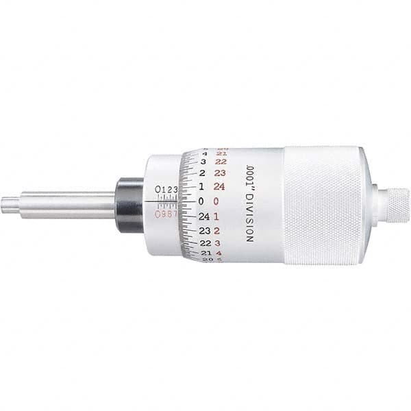 Starrett - 2 Inch, 2-1/16 Inch Plain Thimble, 5/16 Inch Diameter x 2-7/16 Inch Long Spindle, Mechanical Micrometer Head - Apex Tool & Supply