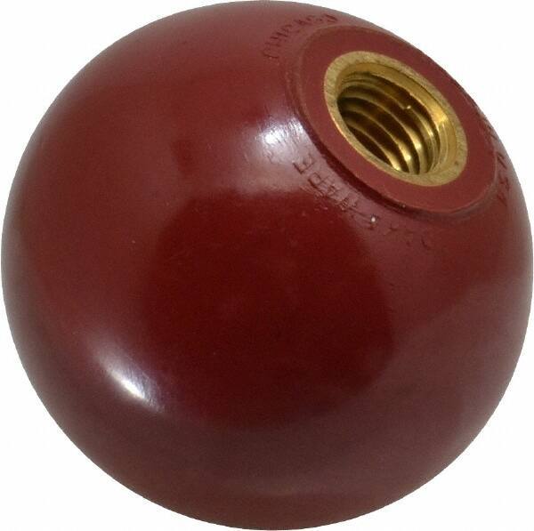 Gibraltar - M12x1.75 Thread, 1-15/16" Diam, 1-27/32" High, Female Insert Ball Knob - Red, Phenolic, Smooth Grip, 18mm Hole Depth - Apex Tool & Supply