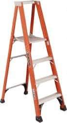 Louisville - 4 Steps, 4' High, Type IAA Rating, Fiberglass Platform Ladder - 375 Lb Capacity, 25-1/8" Base Width - Apex Tool & Supply