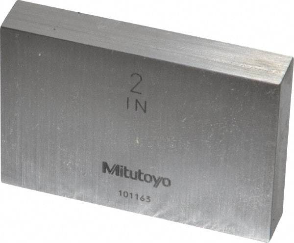 Mitutoyo - 2" Rectangular Steel Gage Block - Accuracy Grade 0, Includes Certificate of Inspection - Apex Tool & Supply