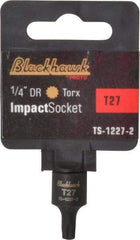 Blackhawk by Proto - 1/4" Drive, T27 Impact Torx Bit Socket - 1-3/16" OAL - Apex Tool & Supply