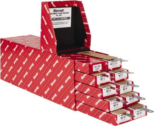 Starrett - 108 Piece, 0.0015 to 0.015" Thick, Parallel Feeler Gage Set - 12" Leaf Length, 1/2" Wide, Tempered Steel - Apex Tool & Supply