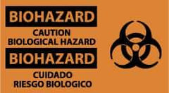 NMC - "Biohazard - Caution - Biological Hazard", 10" Long x 18" Wide, Pressure-Sensitive Vinyl Safety Sign - Rectangle, 0.004" Thick, Use for Hazardous Materials - Apex Tool & Supply