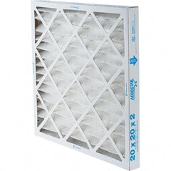 Made in USA - 20" Noml Height x 20" Noml Width x 2" Noml Depth, 35% Capture Efficiency, Wire-Backed Pleated Air Filter - MERV 8, Synthetic, Integrated Paperboard Frame, 500 Max FPM, 1,050 CFM, For Any Unit - Apex Tool & Supply