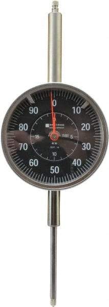 TESA Brown & Sharpe - 2" Range, 0-100 Dial Reading, 0.001" Graduation Dial Drop Indicator - 3" Dial, 0.1" Range per Revolution, Revolution Counter - Apex Tool & Supply